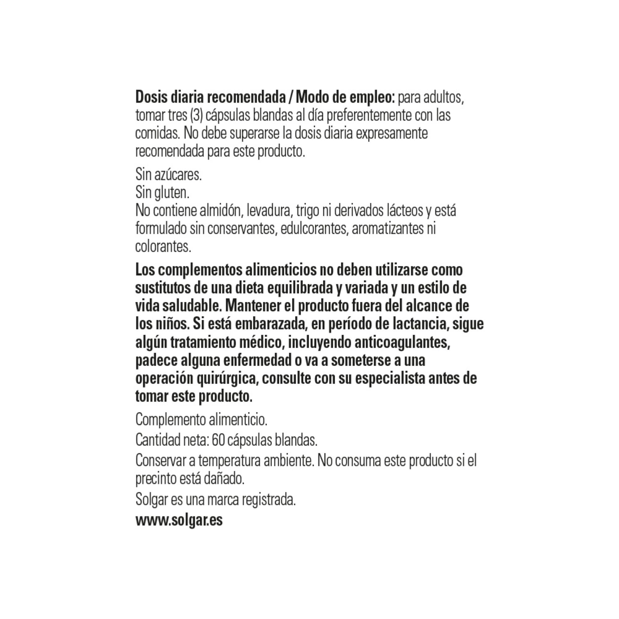 Solgar EFA 1300 Omega 3-6-9, etiqueta detallada, información clara para uso diario.