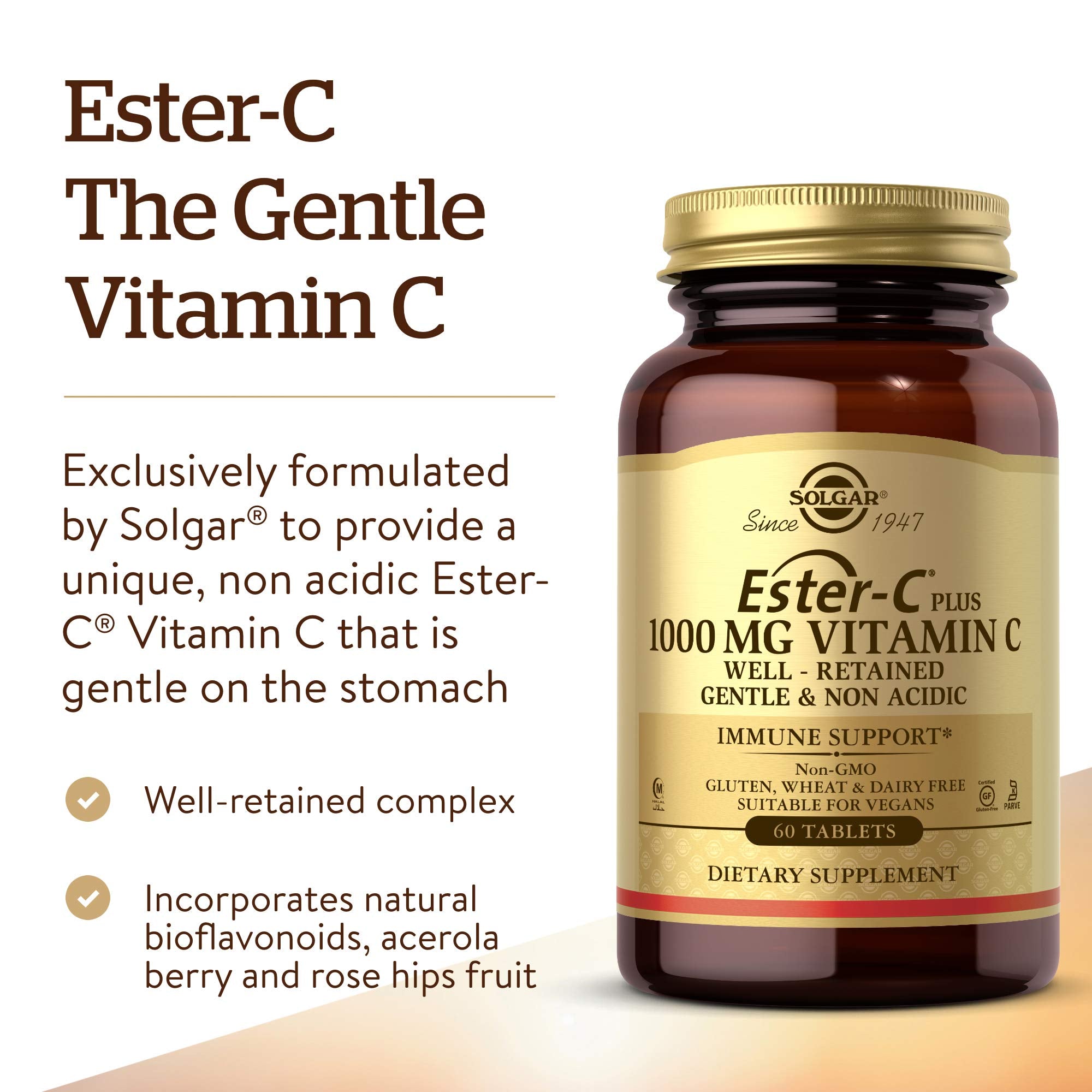 Solgar Ester-C Plus 1000 mg, empaque en caja para fácil almacenamiento.
