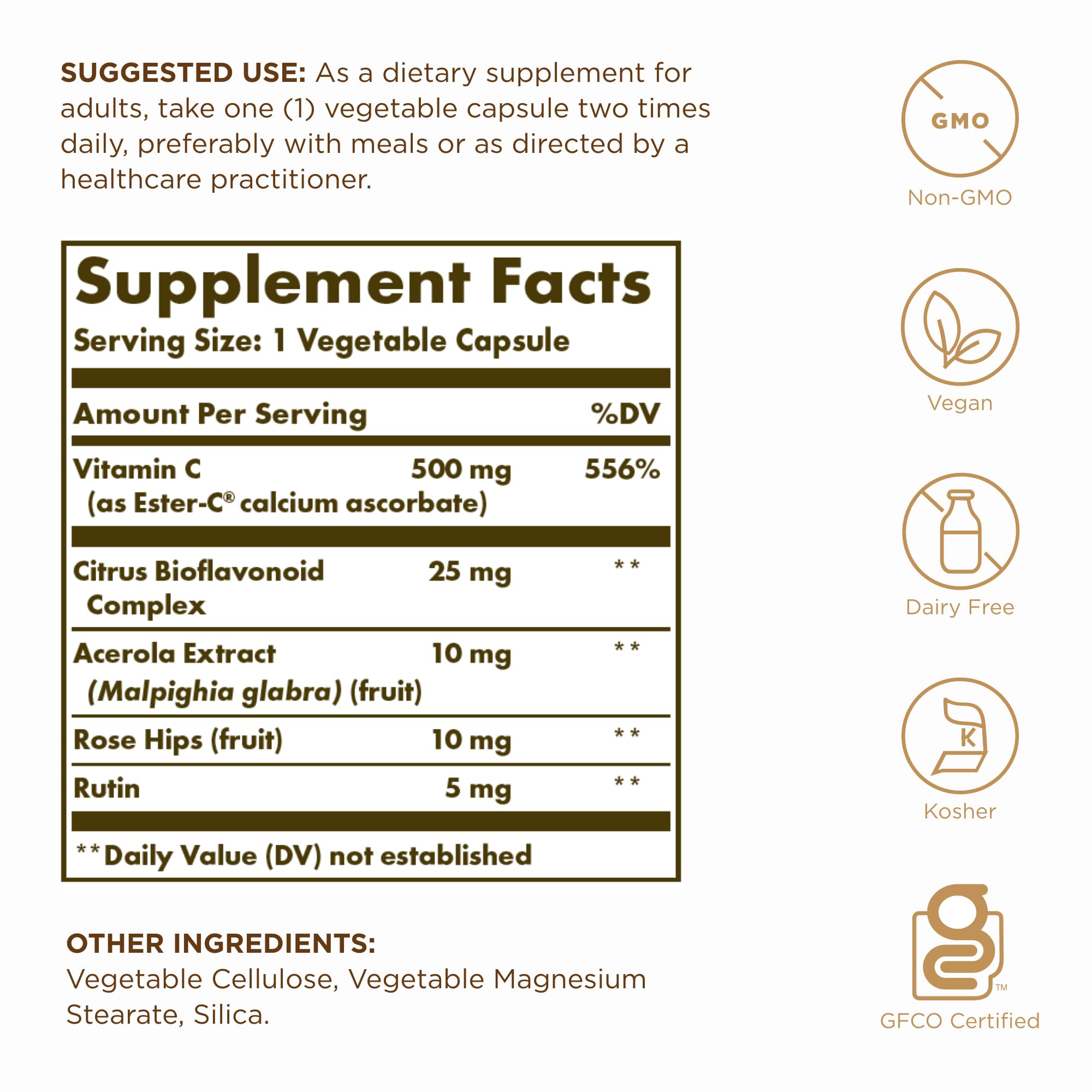 Solgar Ester-C Plus pack de dos frascos, suministro de 200 porciones de vitamina C suave