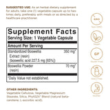 Solgar extracto de resina de boswellia: etiqueta clara para ver especificaciones y dosis.