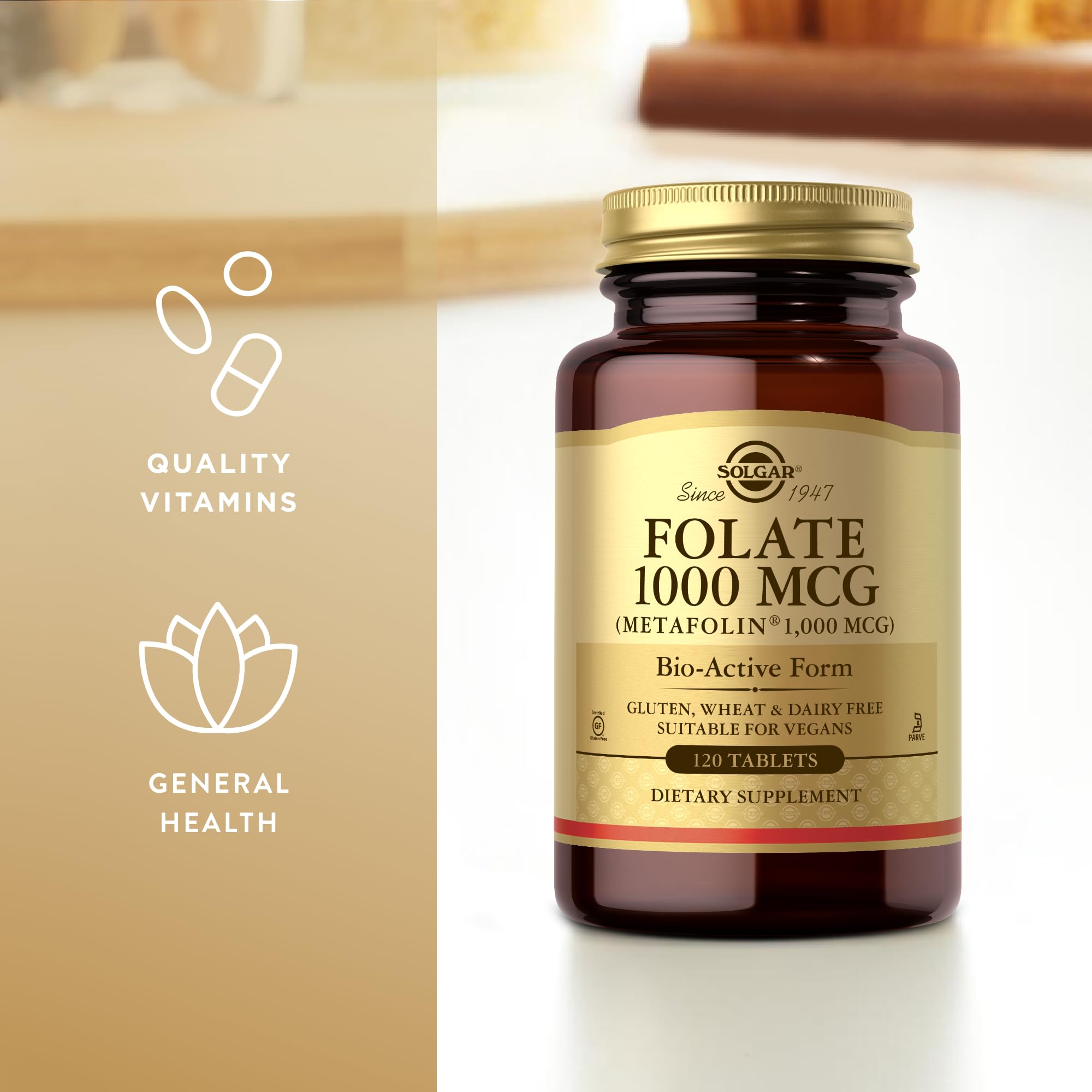 Solgar Folato 1000 mcg sin gluten ni lácteos