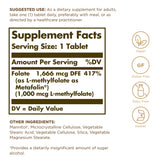 Solgar Folato Metafolin 1000 mg, etiqueta frontal que destaca su forma bioactiva.