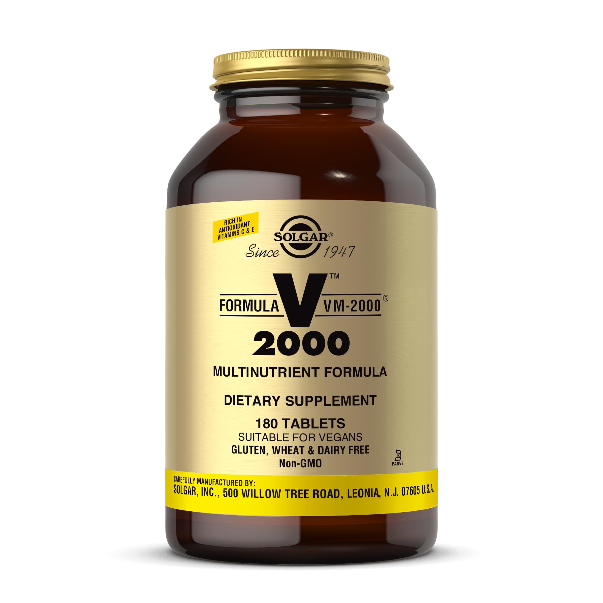 Solgar Formula VM 2000, bote de tabletas, apoyo diario de vitaminas y minerales.