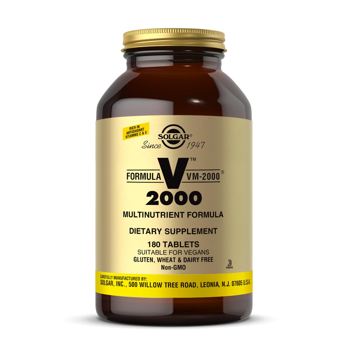 Solgar Formula VM 2000, bote de tabletas, apoyo diario de vitaminas y minerales.