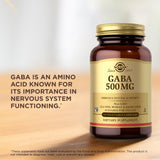 Solgar GABA 500 mg uso nocturno: apoyo suave para la noche.