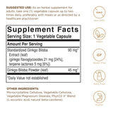 Solgar Extracto de Ginkgo Biloba, cápsulas, formato práctico para el uso diario.