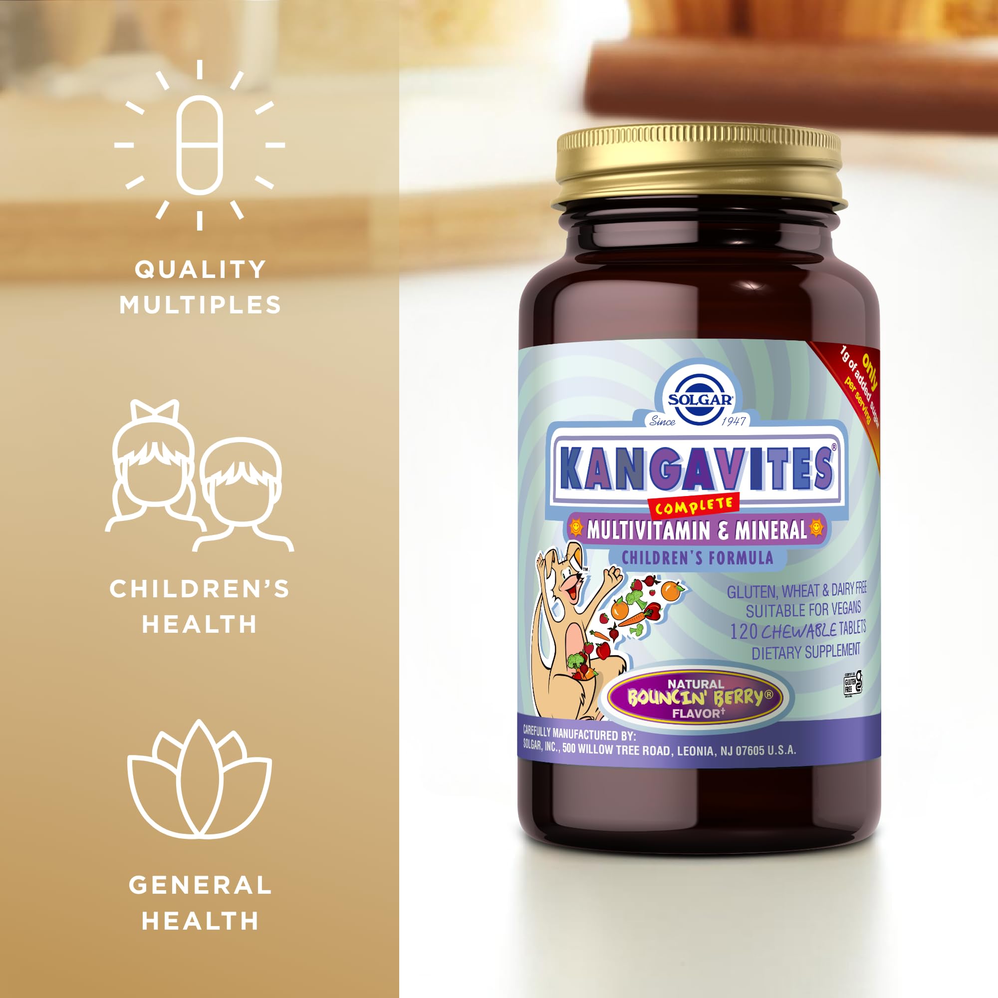 Etiqueta de Solgar Kangavites: sin gluten, trigo y lácteos.