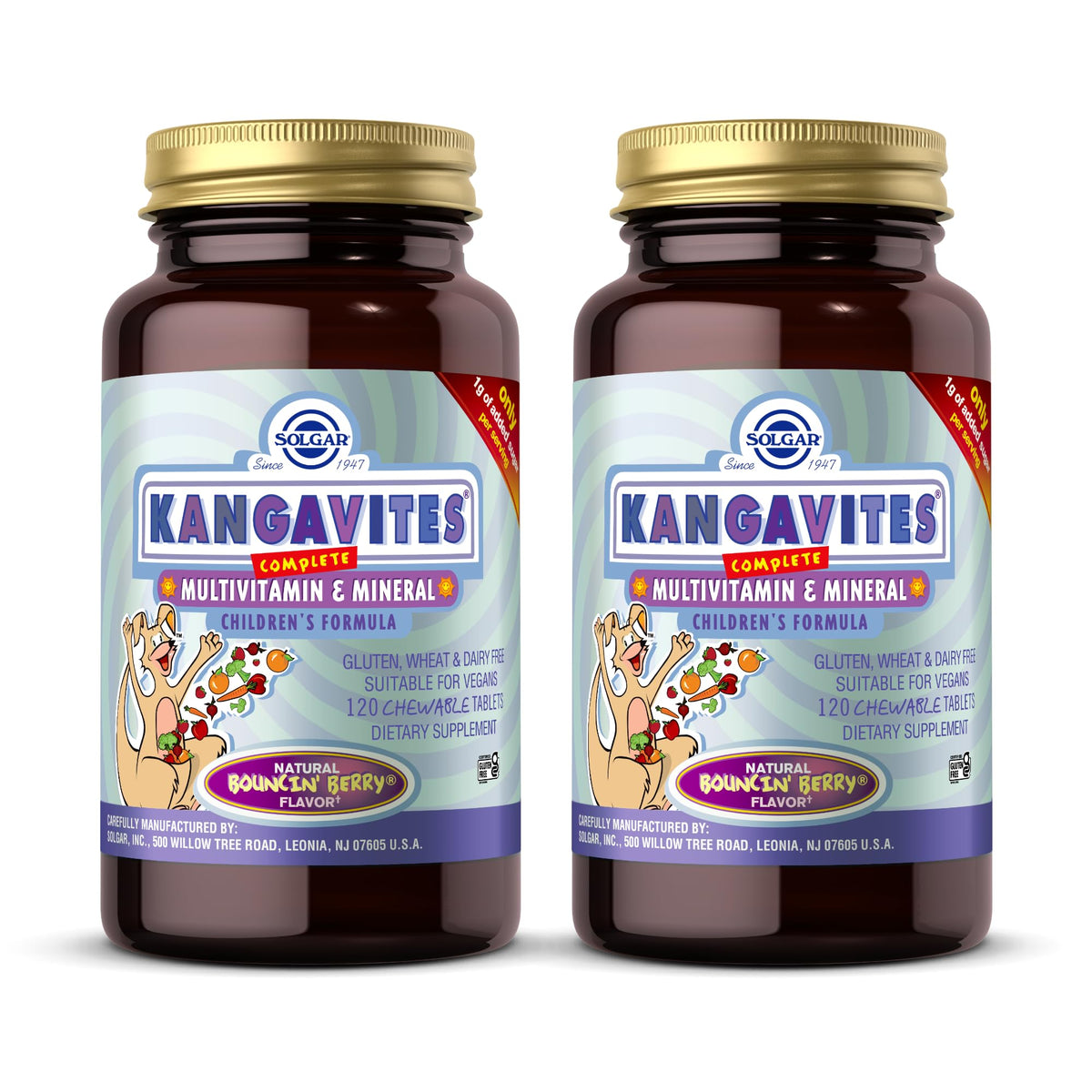 Solgar Kangavites: tabletas masticables con sabor frambuesa para la rutina infantil.