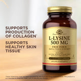 Solgar L-Lisina 500 mg, detalle de la cápsula y su forma libre