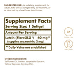 Solgar Lutein 40 mg – etiqueta frontal con filtro de luz azul