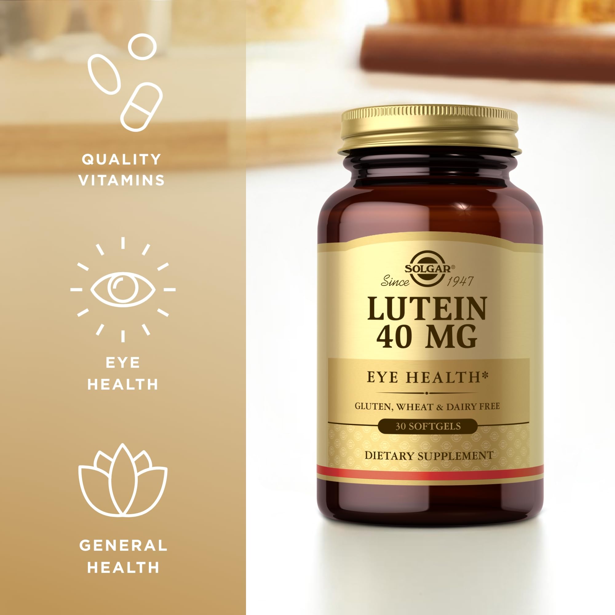 Solgar Lutein 40 mg – etiqueta indica sin gluten ni lácteos