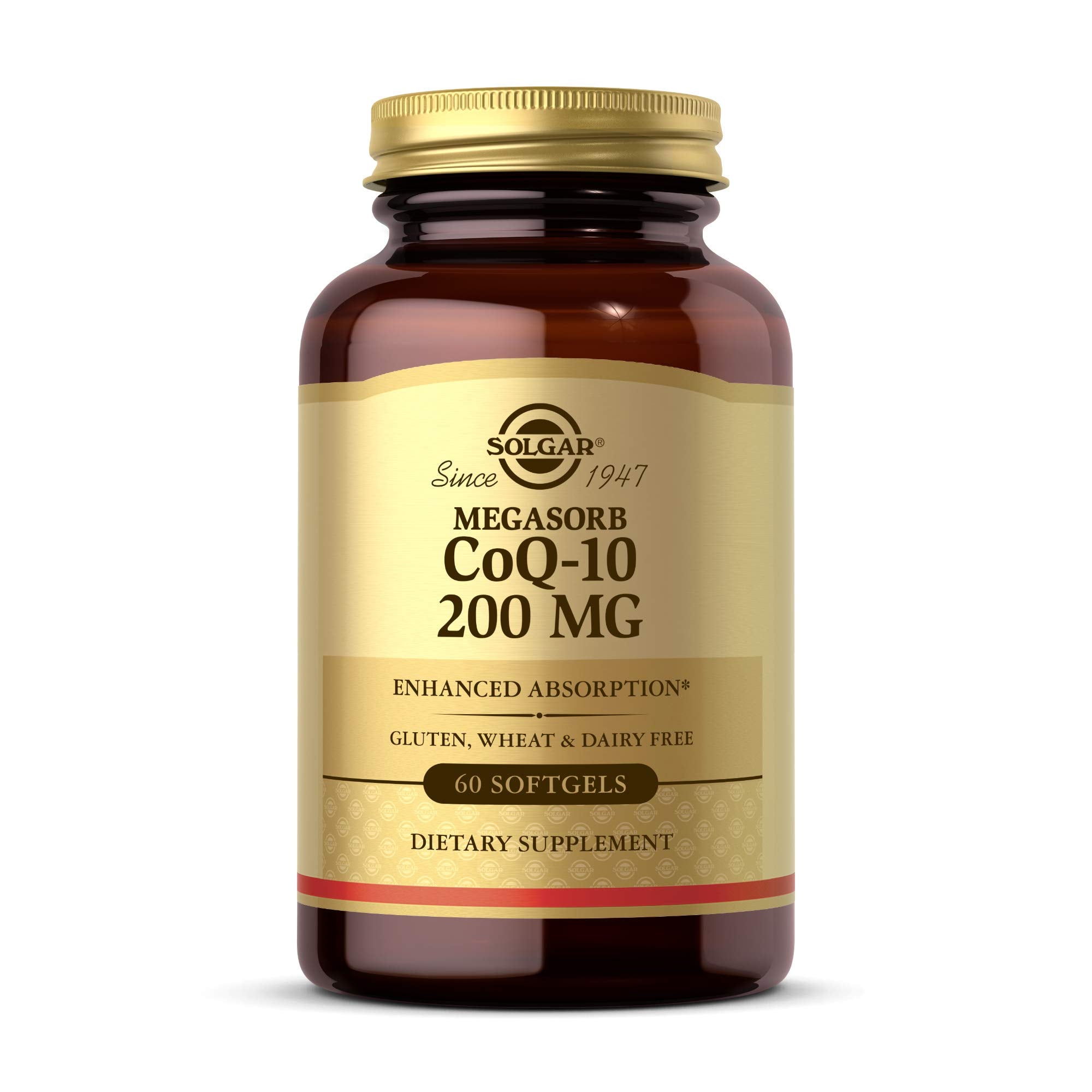 Solgar Megasorb CoQ-10 200 mg, botella de cápsulas para uso diario y bienestar general.
