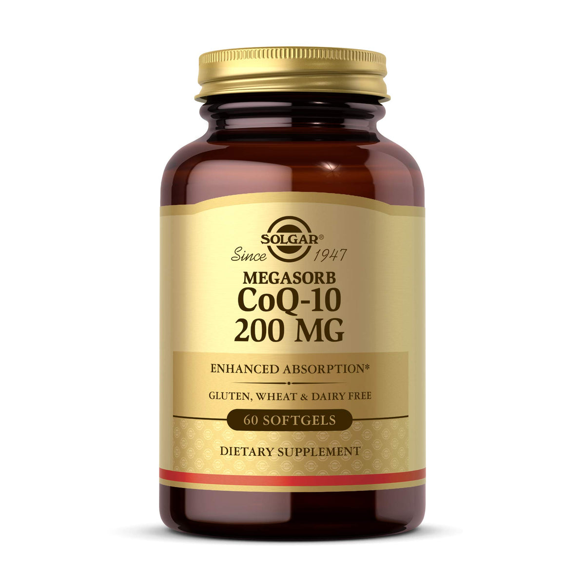 Solgar Megasorb CoQ-10 200 mg, botella de cápsulas para uso diario y bienestar general.