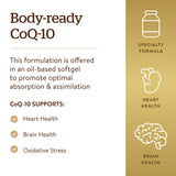 Solgar Megasorb CoQ-10, botella con etiqueta clara para lectura fácil.