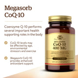Solgar Megasorb CoQ-10 400 mg, cápsulas suaves para uso diario.