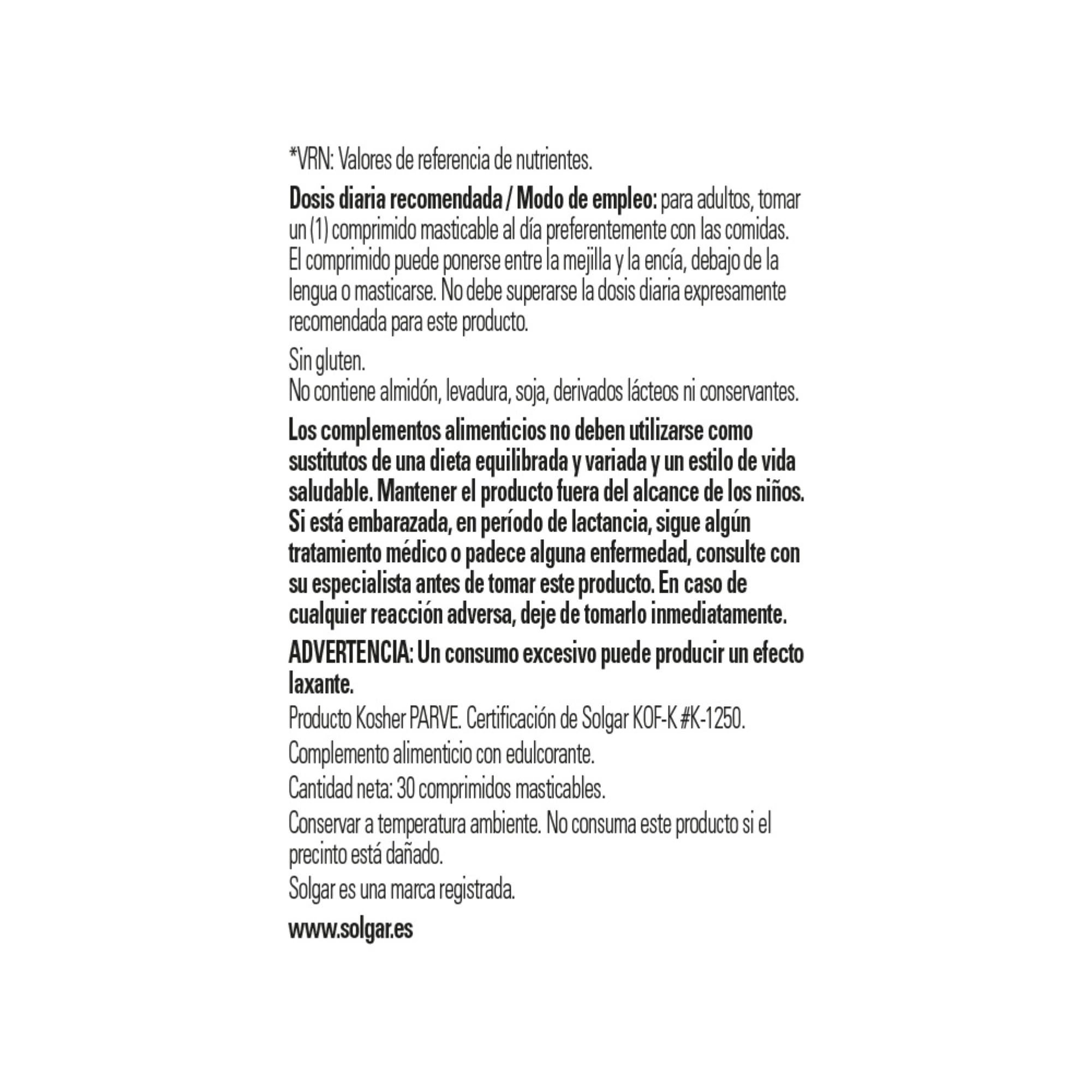 Solgar Methylcobalamina 1000 mcg, etiqueta detallada, información clara para tomar decisiones informadas.