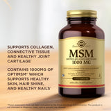 Solgar MSM 1000 mg detalles nutricionales: aporta 1000 mg de OptiMSM.