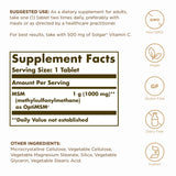 Solgar MSM 1000 mg trasera: información de ingredientes para confianza.