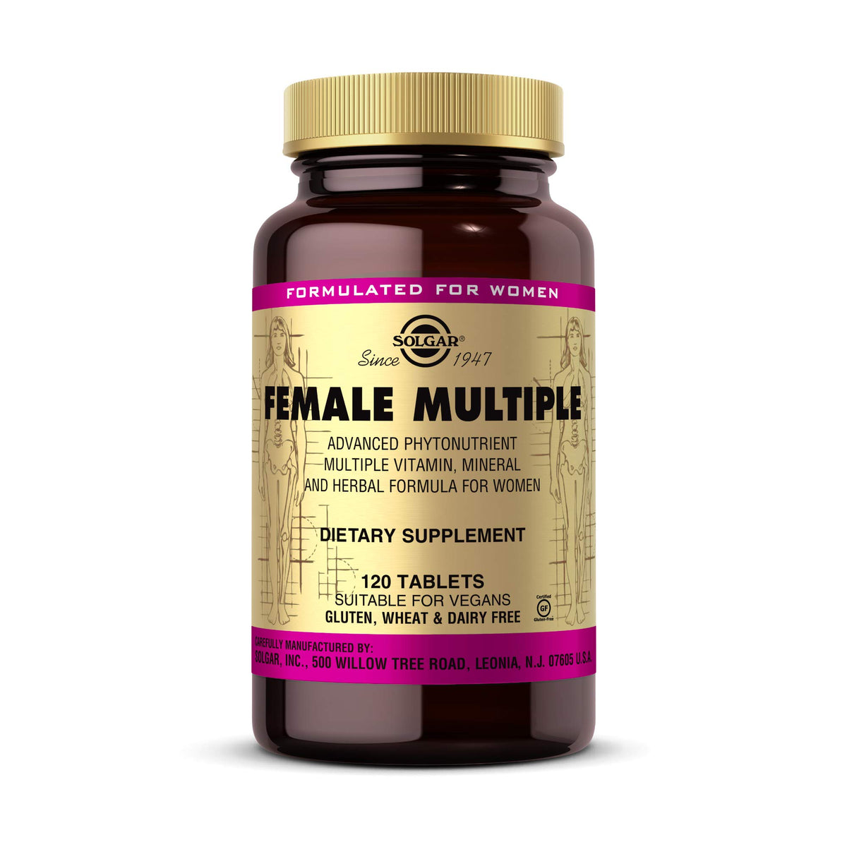Solgar Multivitaminas para Mujer: tabletas en envase para uso diario.