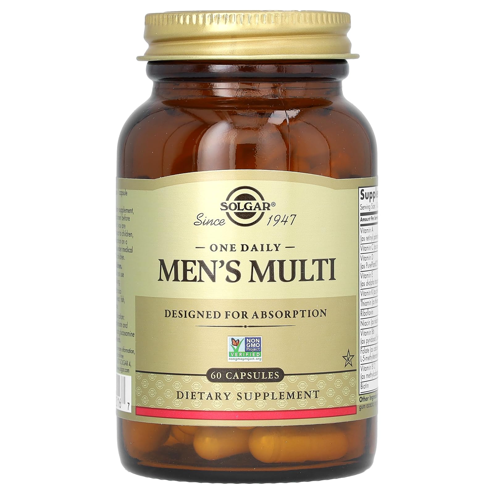 Solgar multivitamínico diario para hombres, etiqueta del producto, fórmula completa para el día