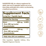 Solgar Niacina 500 mg en cápsulas vegetales, entrega suave sin flush