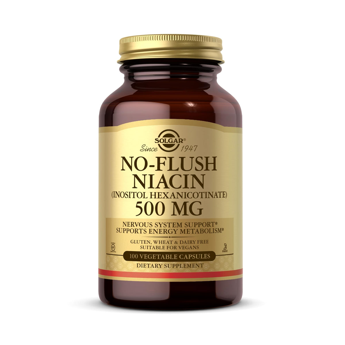Solgar Niacina sin rubor 500 mg en frasco, consumo diario suave