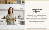 Solgar Nutrientes Prenatales, primer plano de tabletas, dosis diaria conveniente.