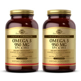 Solgar Omega-3 Triple Strength en cápsulas, botella: apoyo a articulaciones y piel saludable.