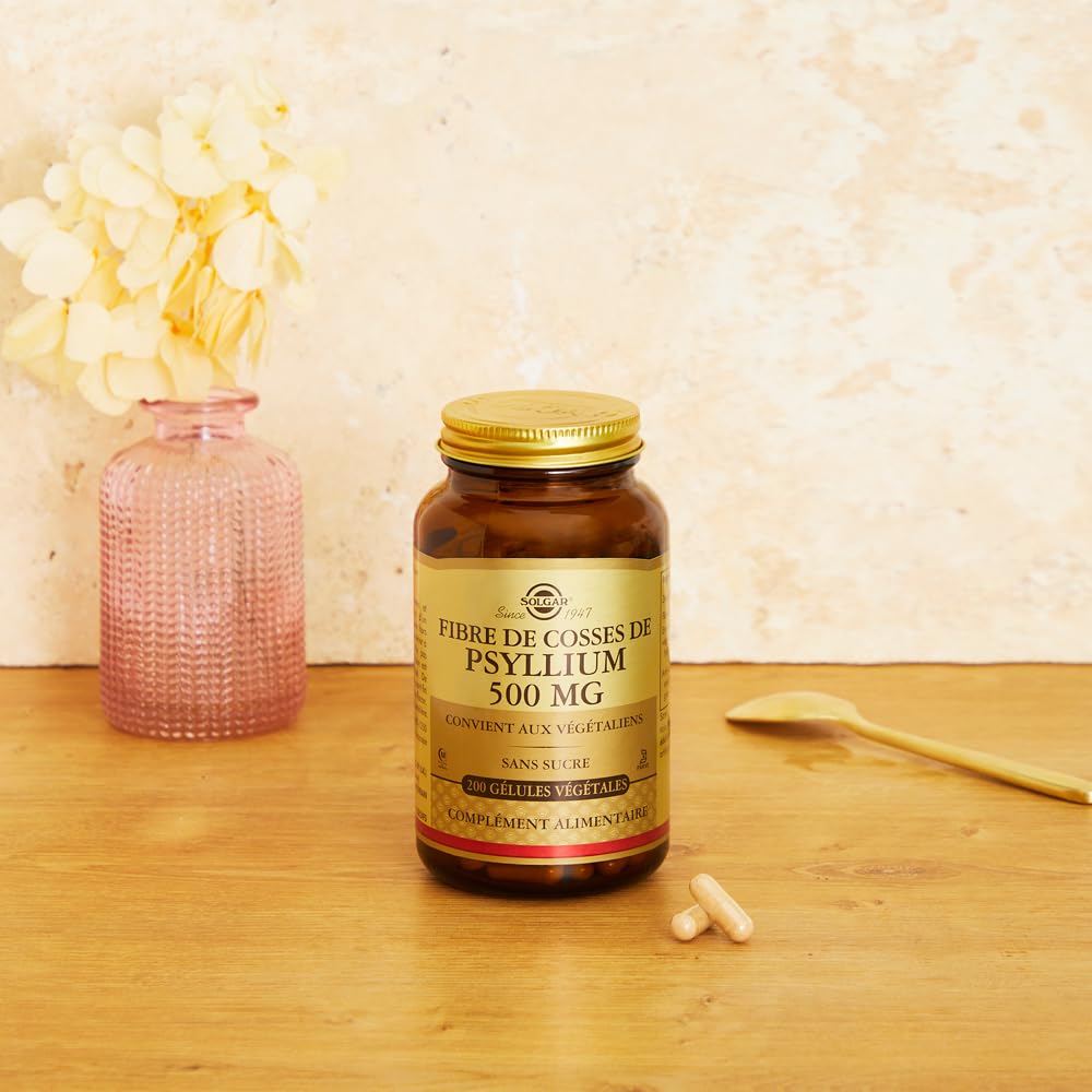 Detalle de ingredientes de Solgar Psyllium Cascara y fuente de fibra vegetal