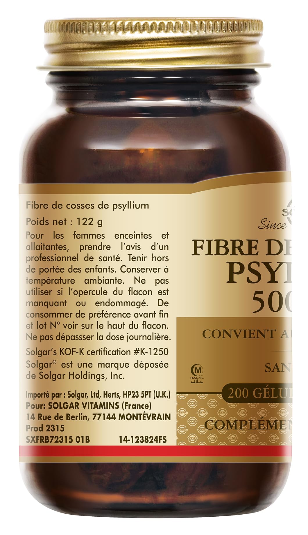 Envase de Solgar Psyllium Cascara para almacenamiento cómodo en la cocina