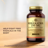 Solgar Resveratrol 250 mg, sin gluten y sin alérgenos.