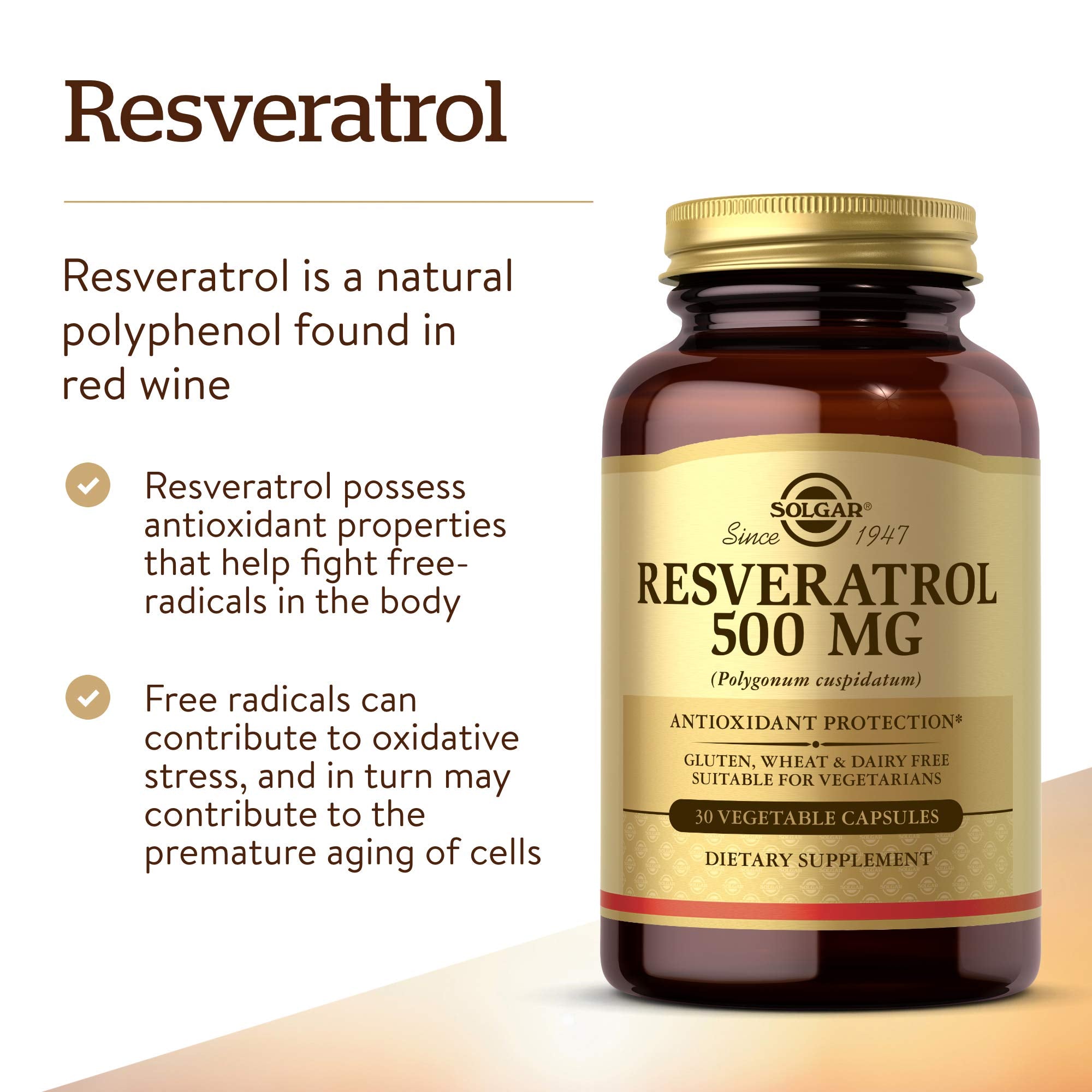 Solgar Resveratrol etiqueta detalle: información clara y certificaciones de calidad
