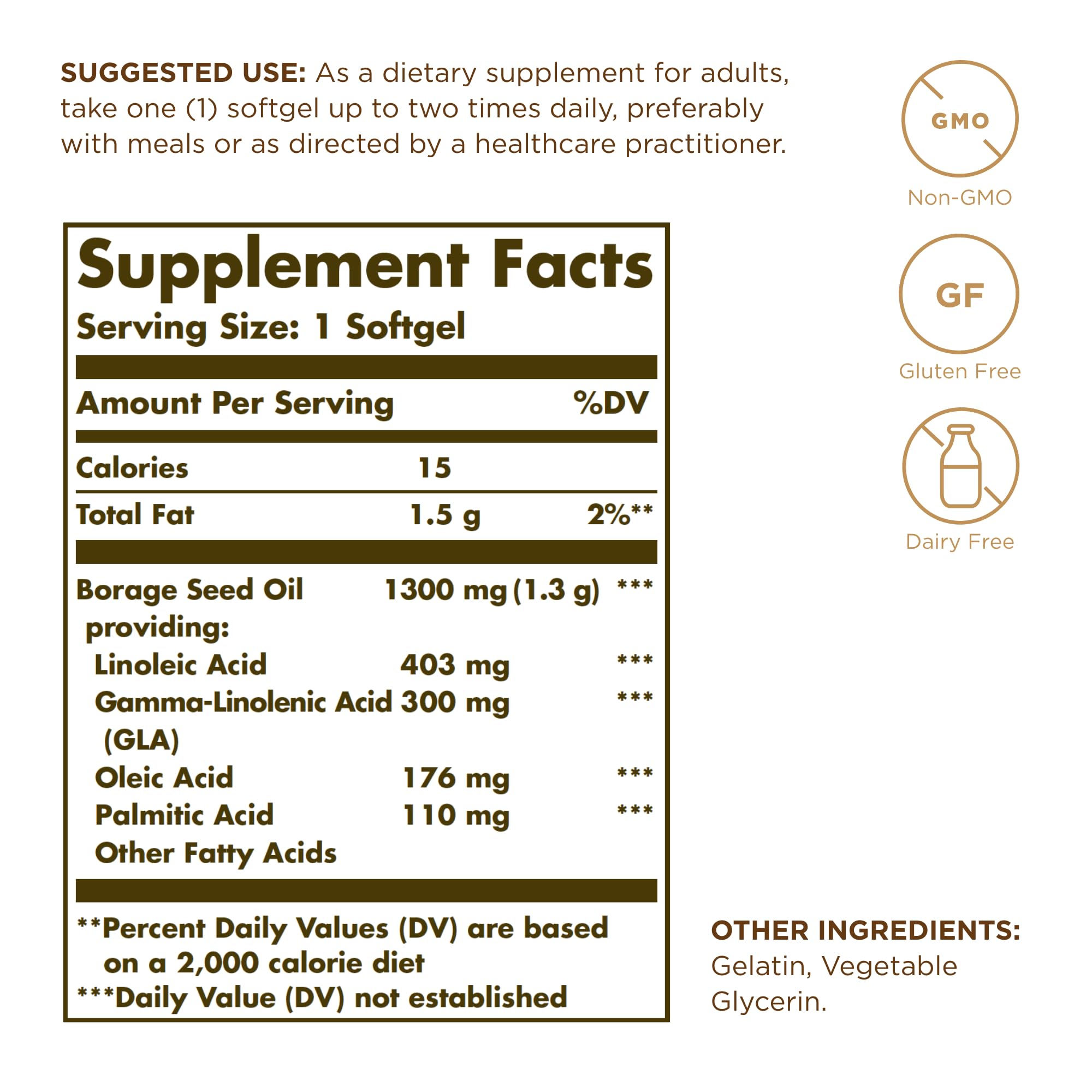 Solgar Super GLA 300 mg cápsulas blandas fáciles de tragar.