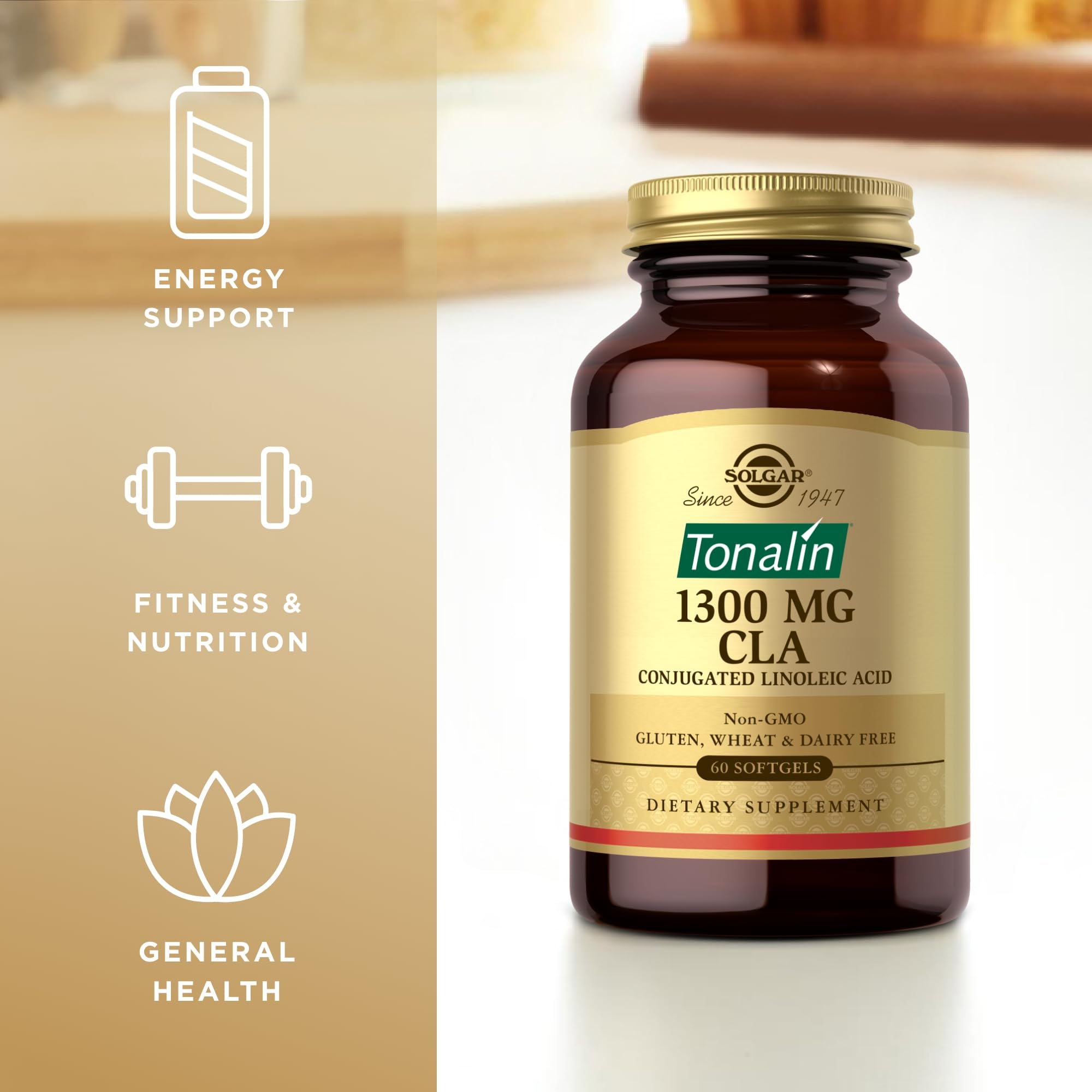 Presentacion de Solgar Tonalin CLA sin gluten para personas sensibles.