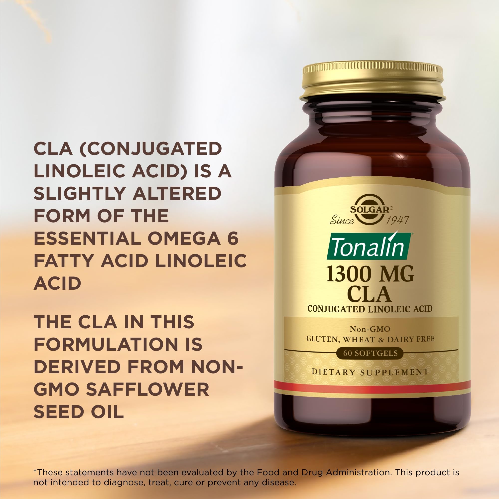 Solgar Tonalin CLA uso diario: compatible con dietas sin lactosa y sin gluten.