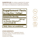 Solgar Ubiquinol 100 mg: etiqueta clara destacando CoQ-10 reducido para apoyo antioxidante.