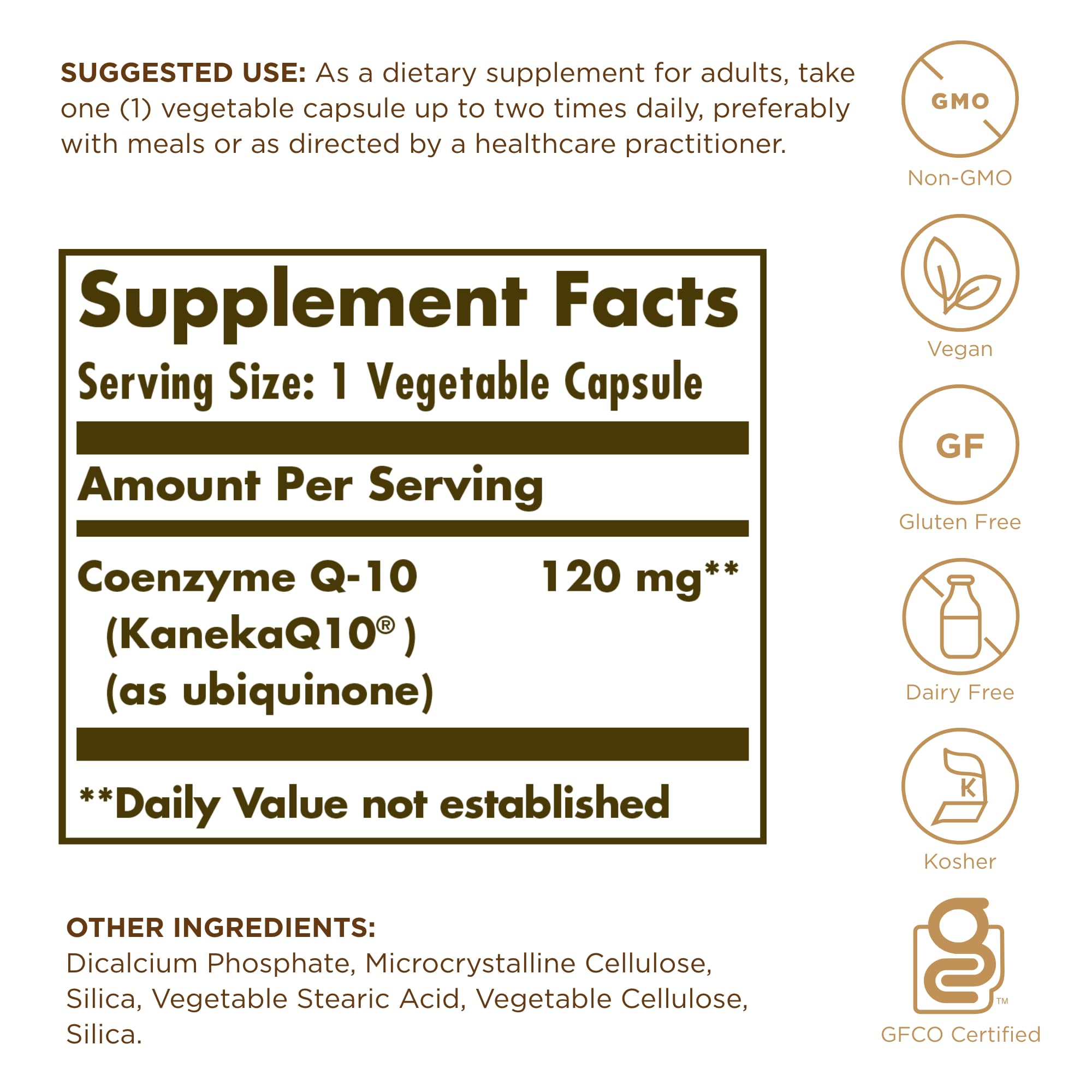 Solgar CoQ-10 Vegano, cápsulas vegetales para dieta vegetariana conveniente.