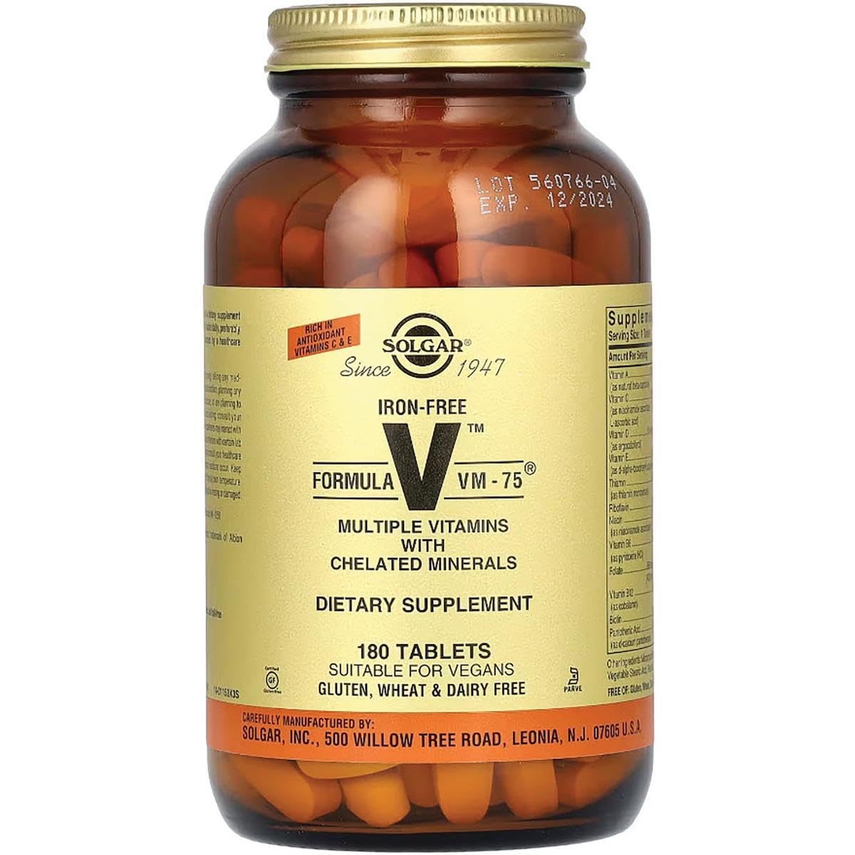 Solgar VM-75 opción vegana y kosher, sin gluten