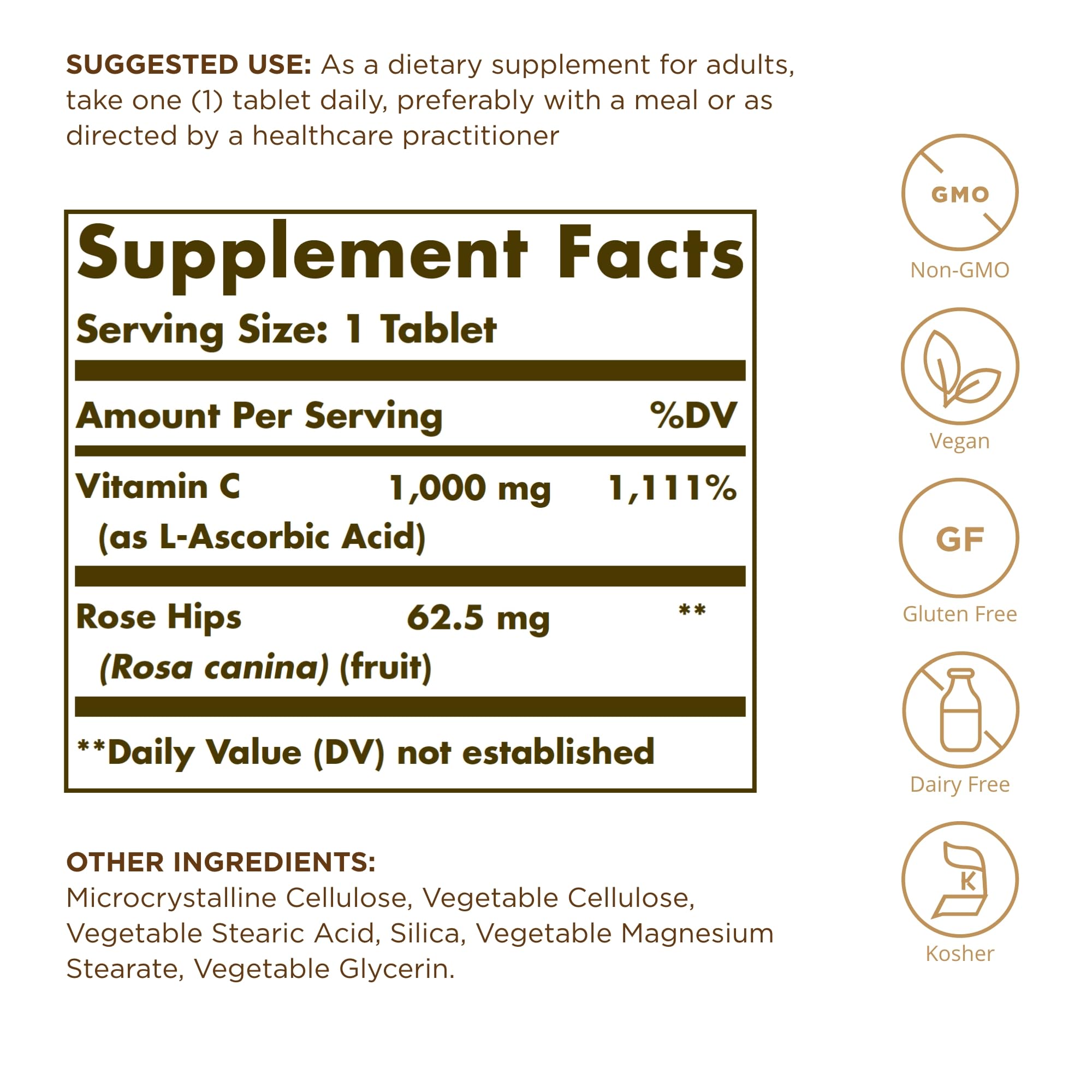 Solgar Vitamina C 1000 mg cápsulas en blister destacadas.