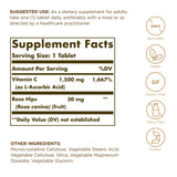 Solgar Vitamina C 1500 mg con rosa mosqueta, botella de 90 tabletas para la rutina diaria.
