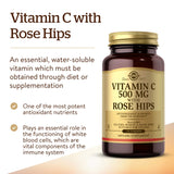 Envase práctico de Solgar Vitamina C 500 mg con rosa mosqueta