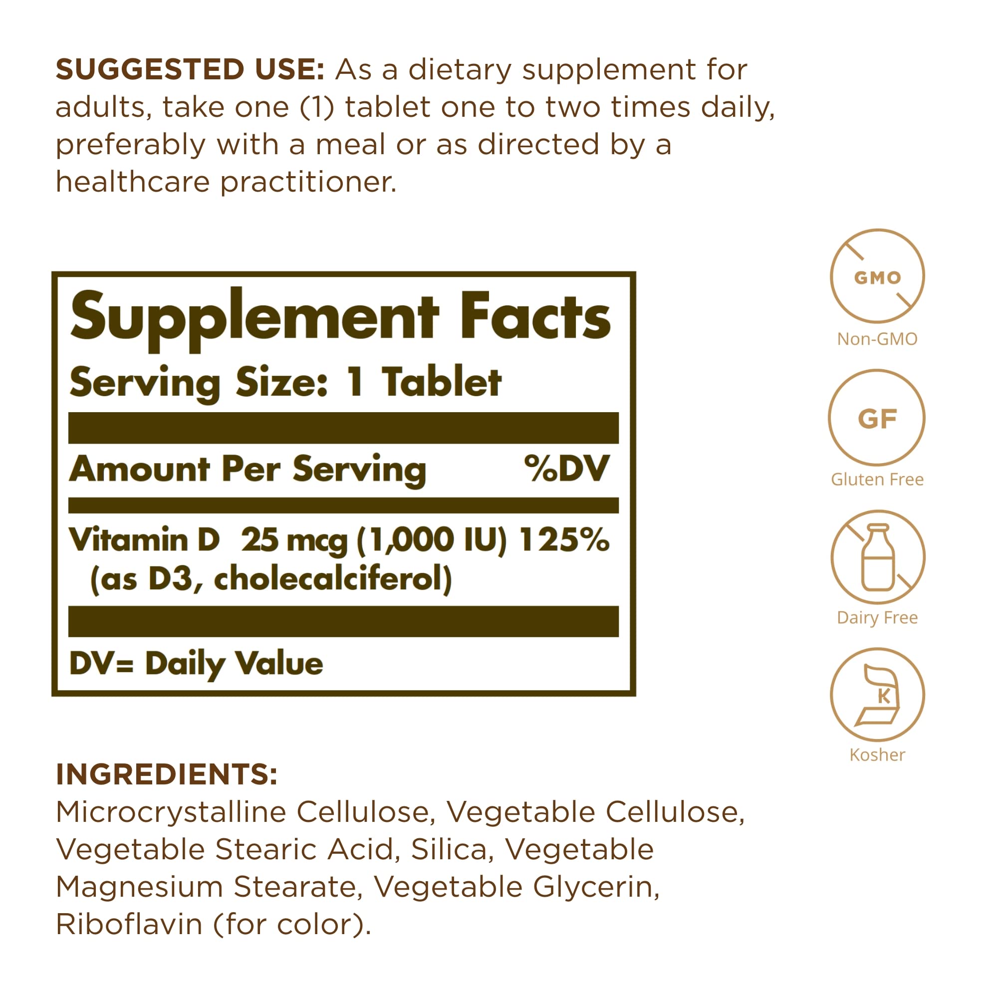Solgar Vitamina D3 1000UI, etiqueta, soporte para salud inmune naturalmente.