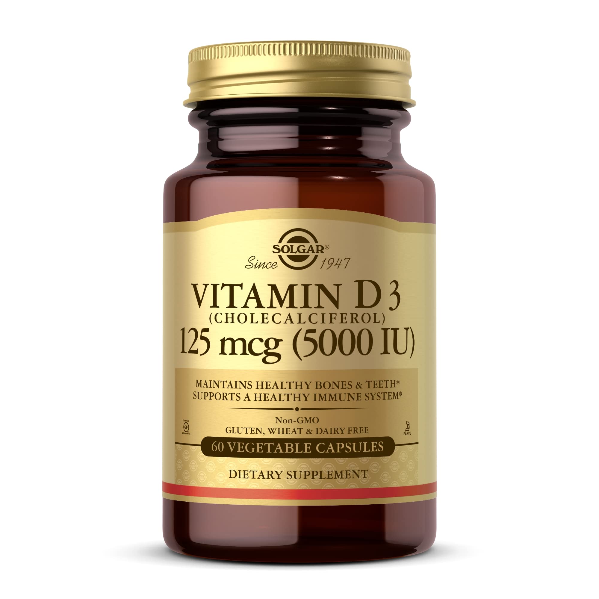 Solgar Vitamina D3, cápsulas vegetales, apoyo a la absorción de calcio para huesos sanos
