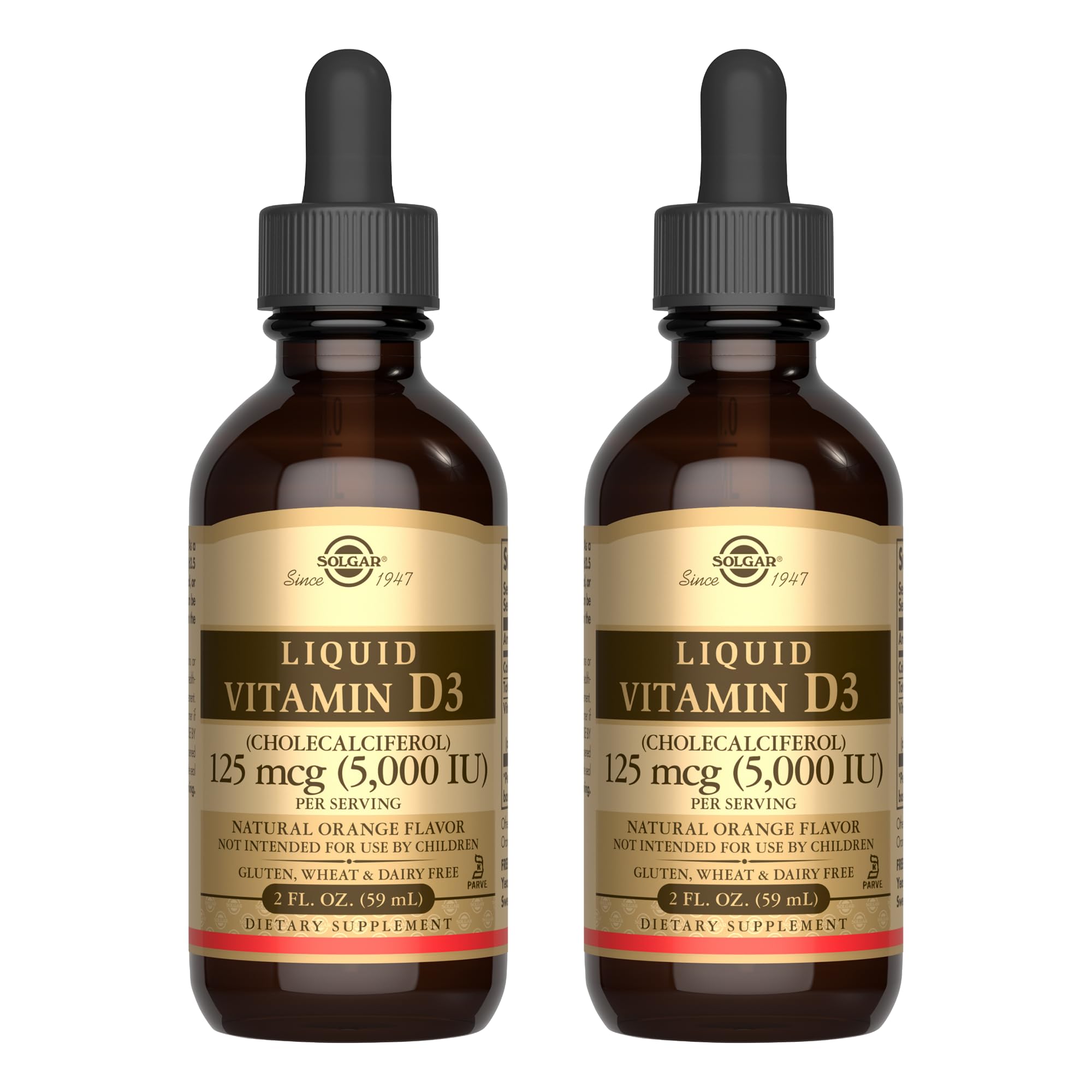 Solgar Vitamina D3 líquida en bote con sabor naranja para uso diario