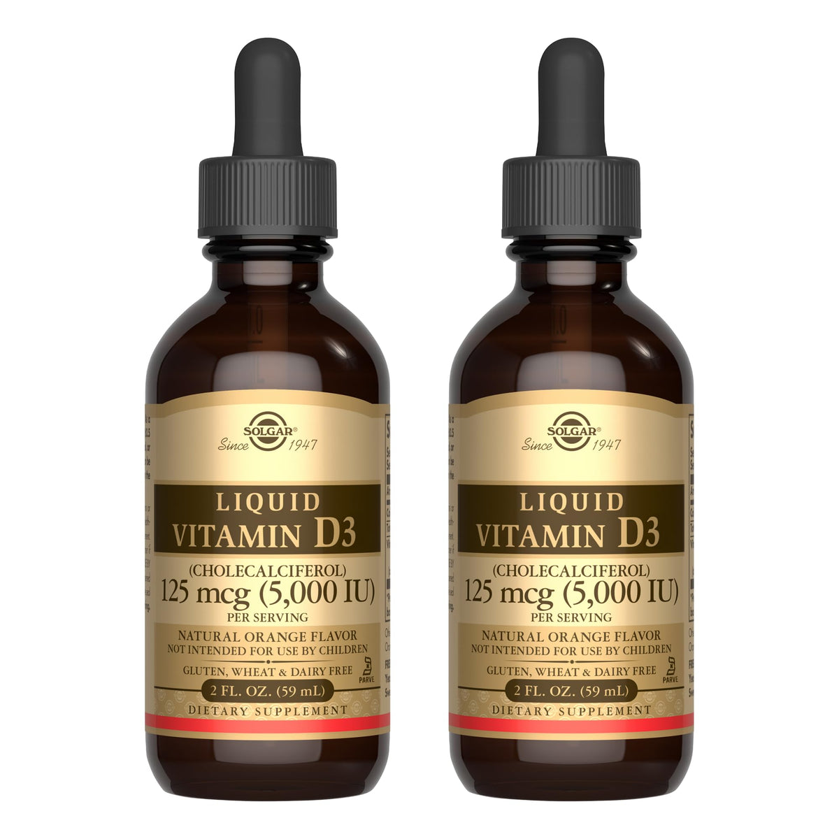 Solgar Vitamina D3 líquida en bote con sabor naranja para uso diario
