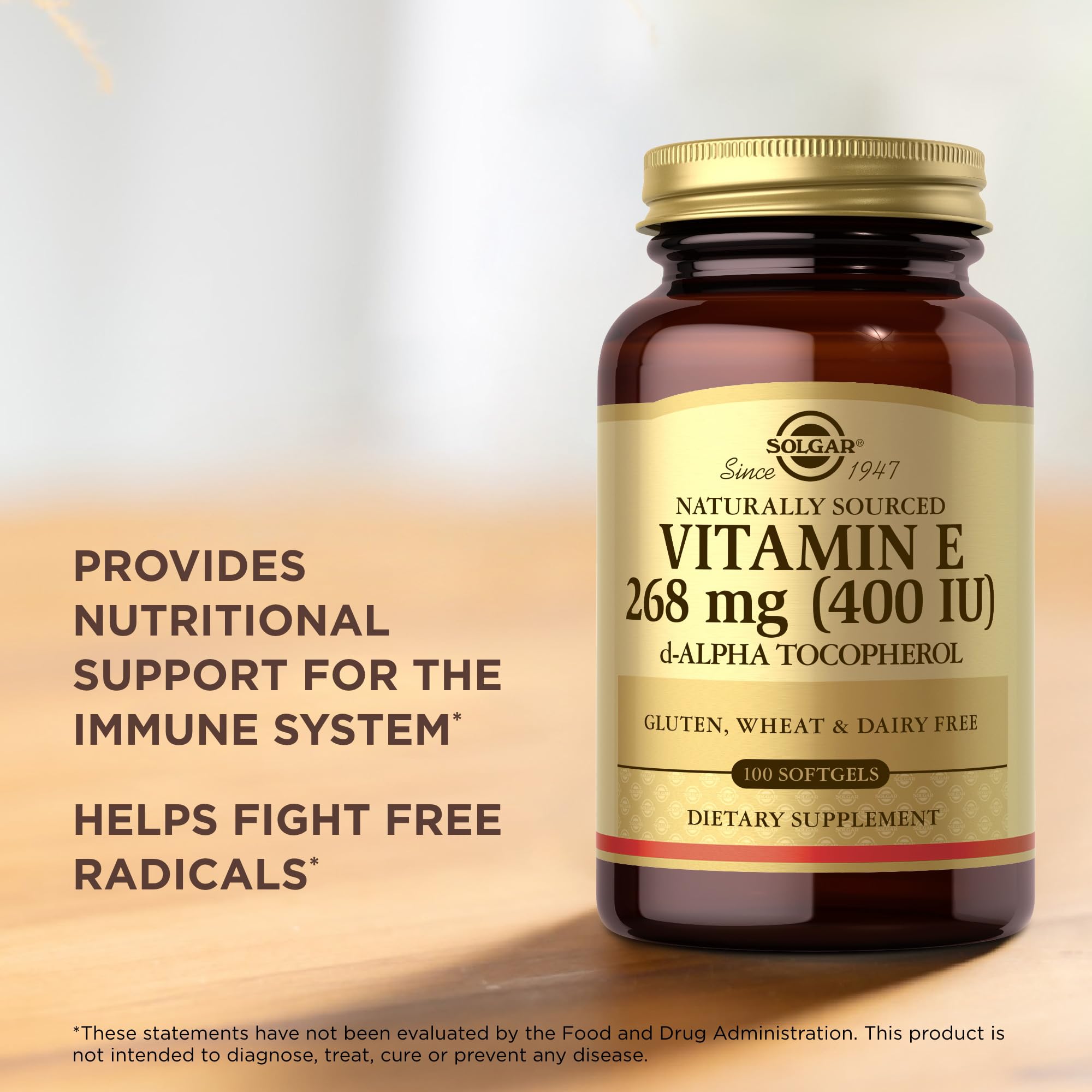 Solgar Vitamina E 268 mg, caja con 100 porciones para rutina diaria