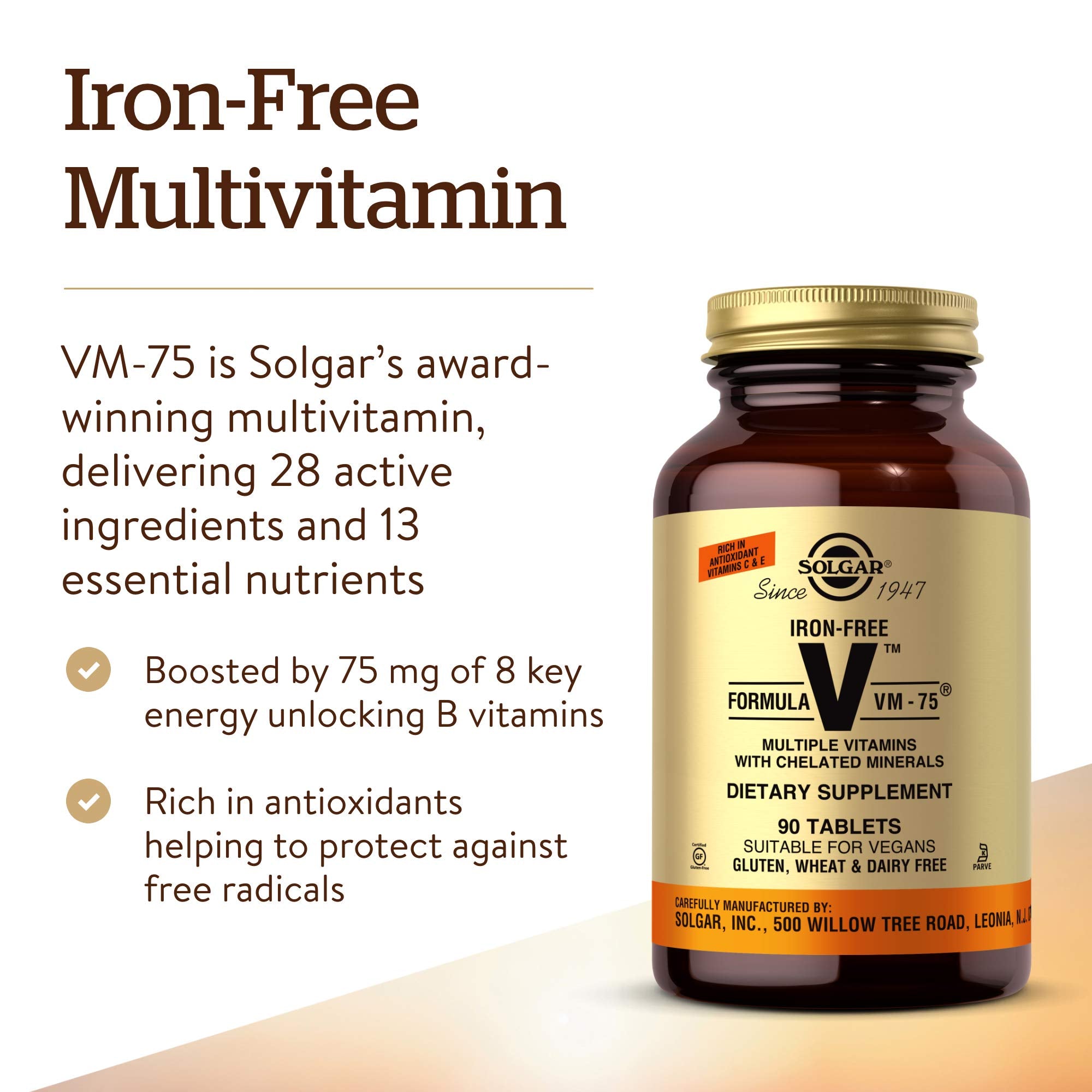 Solgar VM-75, vitaminas y antioxidantes para apoyar la rutina diaria.