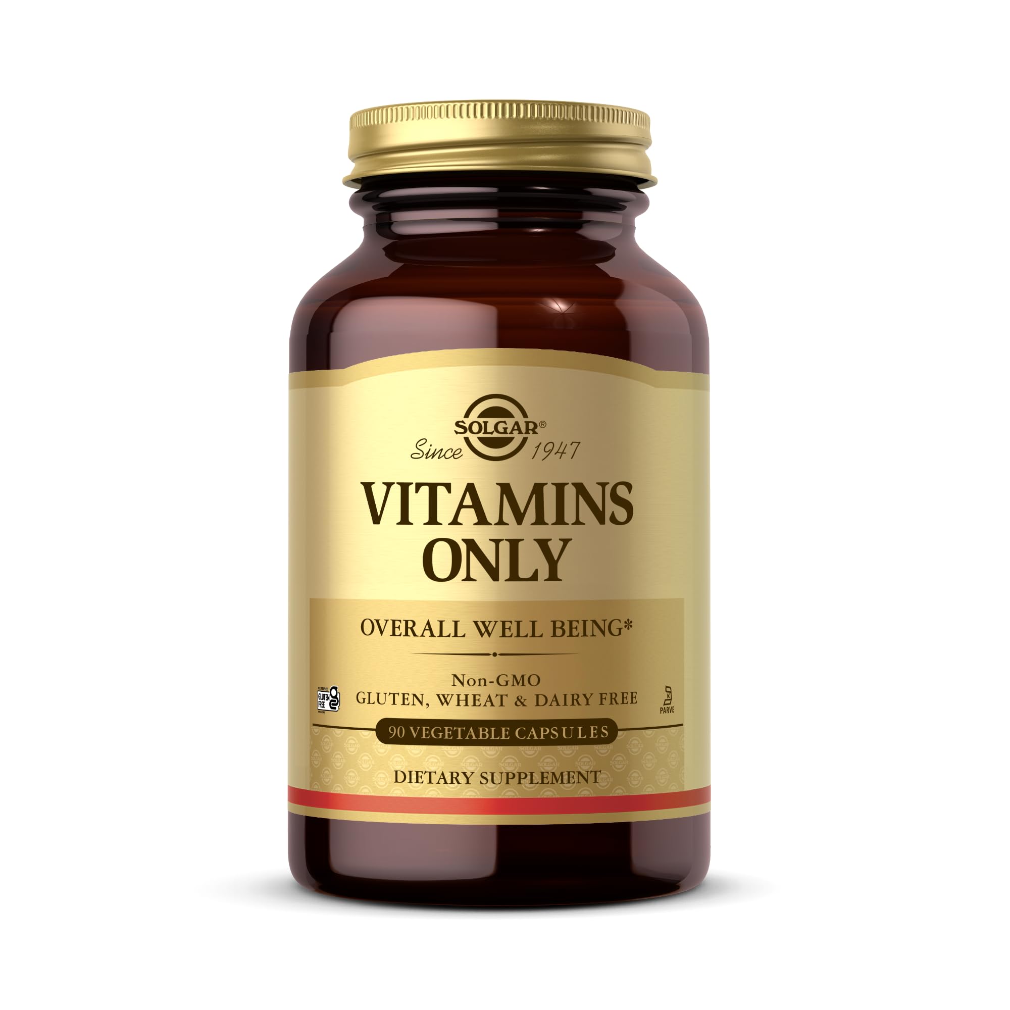 Solgar Vitaminas Solas, botella frontal: complemento vegetariano para uso diario.