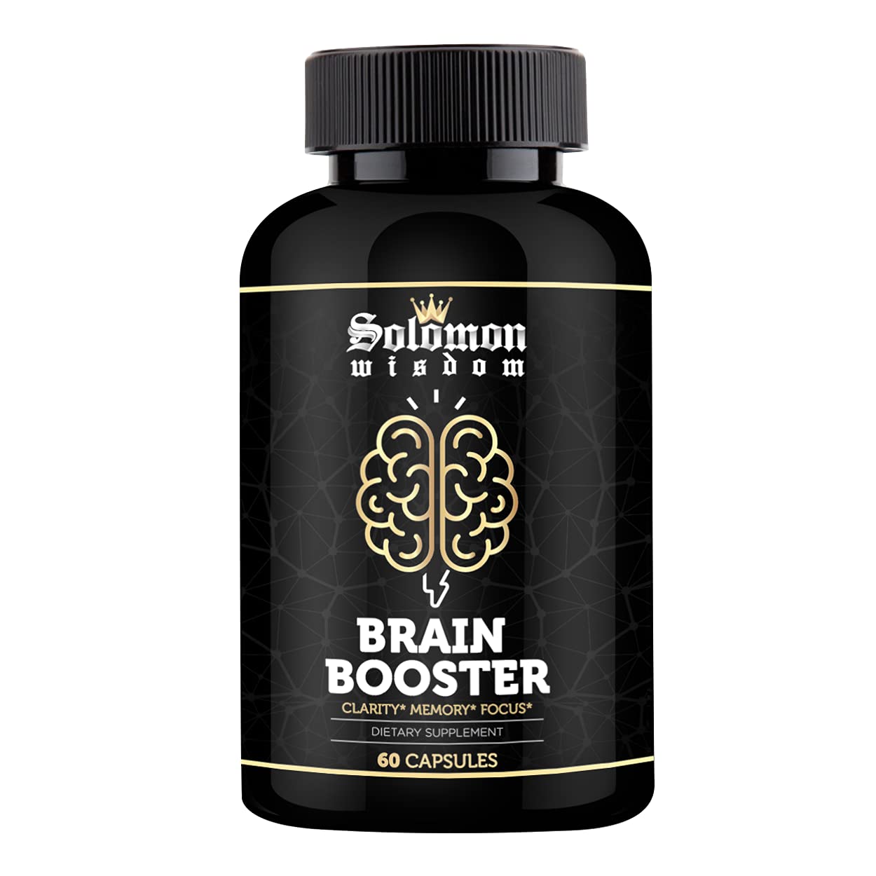 Solomon Wisdom, impulsor cerebral: botella de cápsulas para concentración diaria.