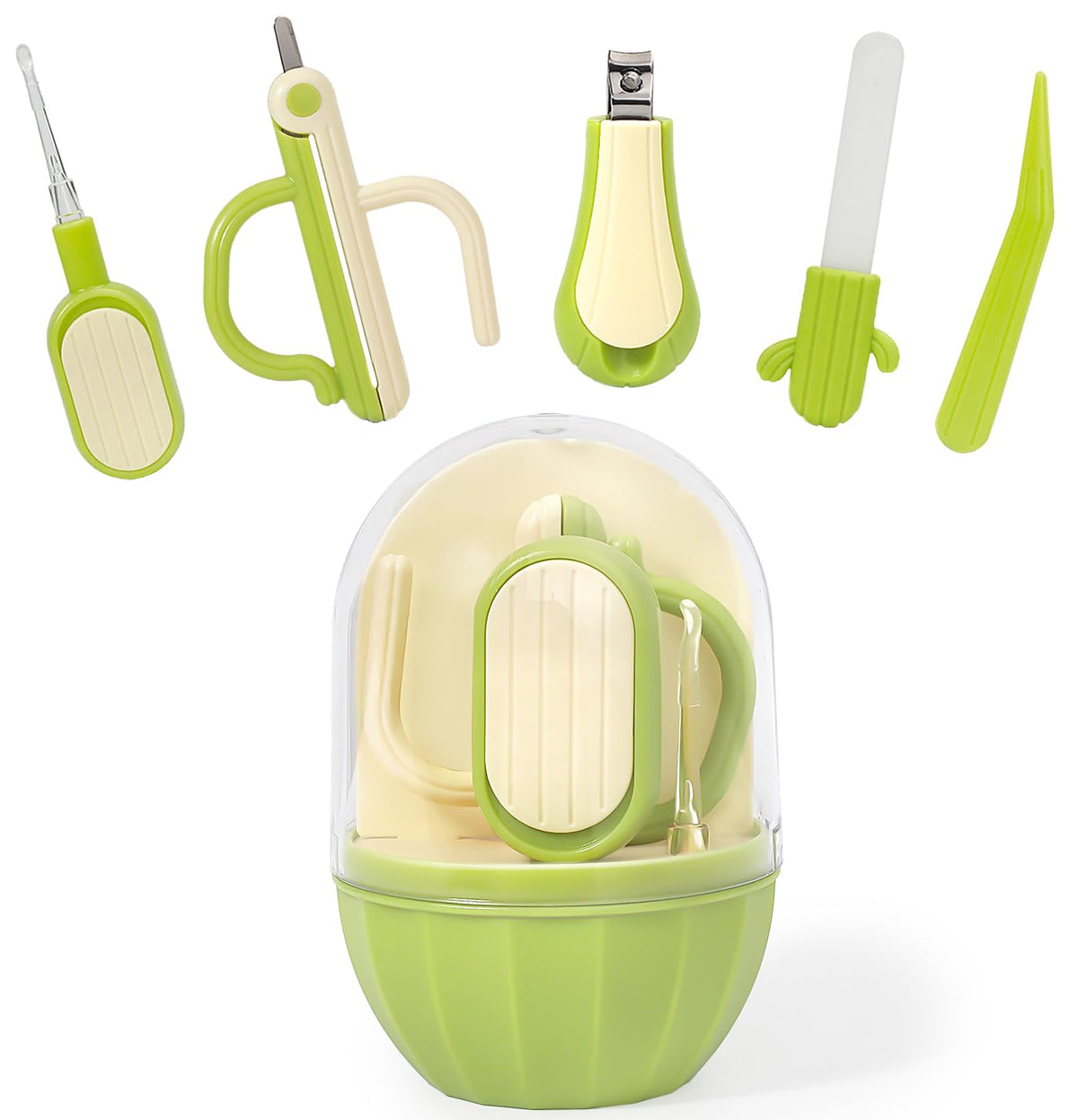 Kit Soltdsp 5-en-1 para uñas de bebé con estuche, práctico para viaje.